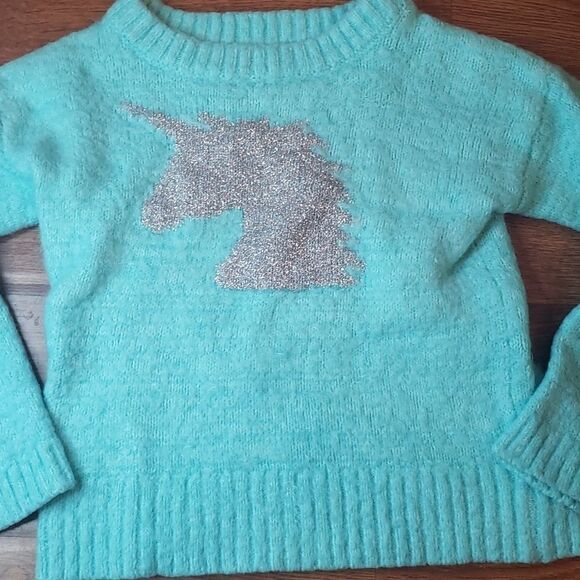 Unicorn Sweater Glittery Turquoise - Picture 2 of 6
